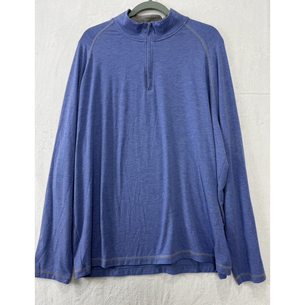 Johnnie-O Sweater Blue Quarter Zip Natural Performance Bamboo Blend Size XXL